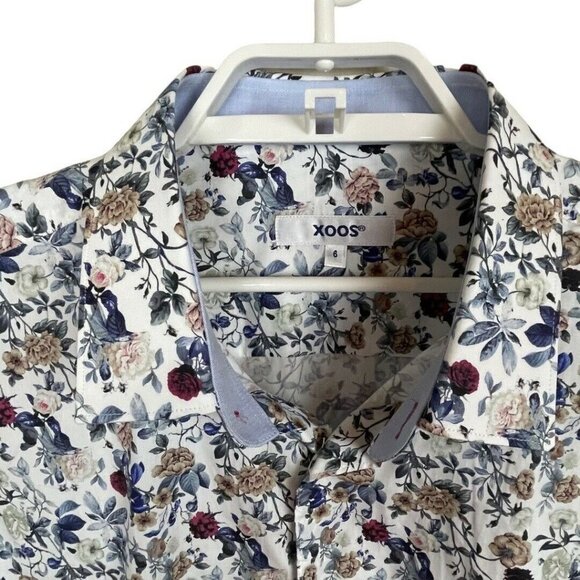 Xoos Size 6 XXL Men Fitted Printed Shirt Long Sleeve Multicolors Flowers - Picture 3 of 7